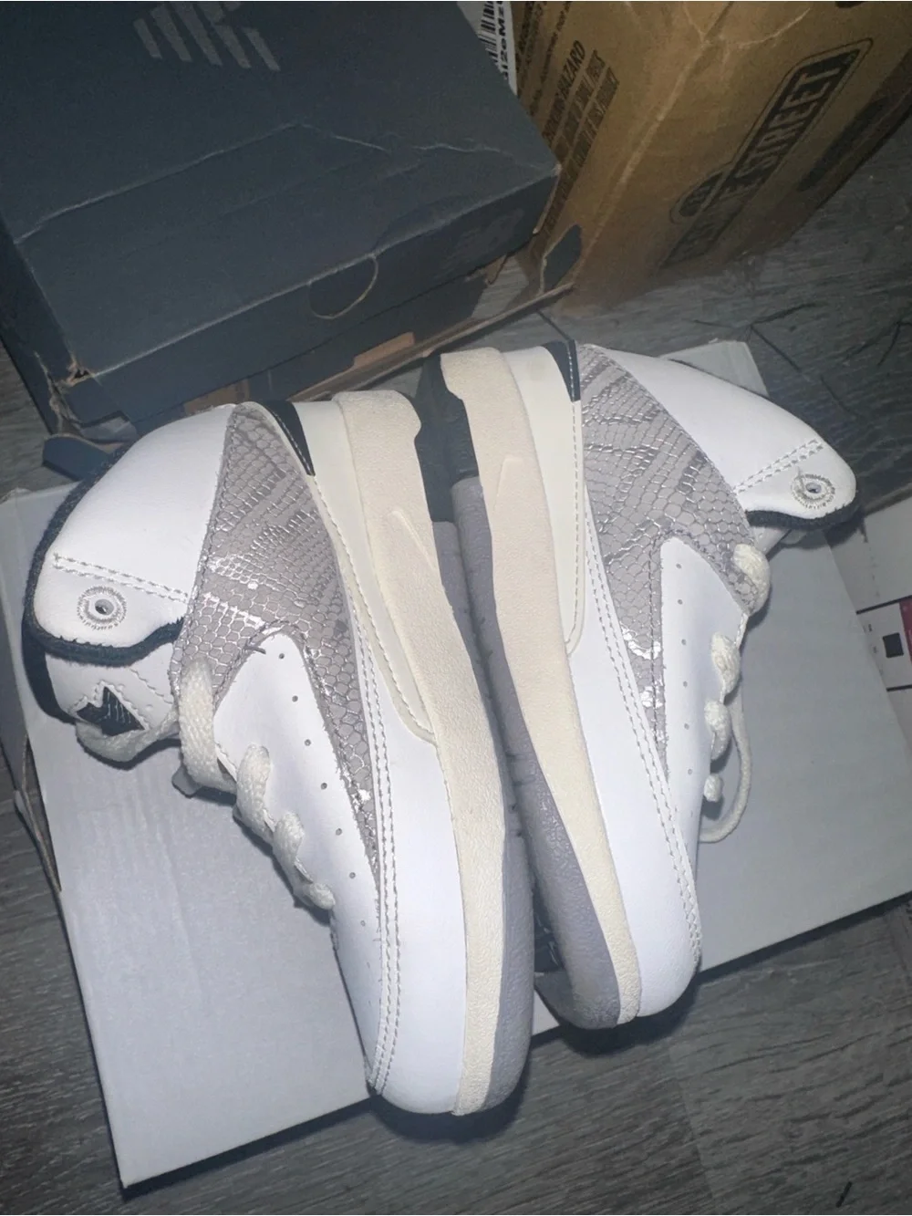 Nike Kids White and Gray High-Top Sneakers